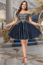 Load image into Gallery viewer, Avah A-line Off the Shoulder Short/Mini Satin Homecoming Dress XXCP0020562