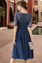 Load image into Gallery viewer, Amelie A-line Scoop Knee-Length Chiffon Lace Homecoming Dress With Ruffle XXCP0020531