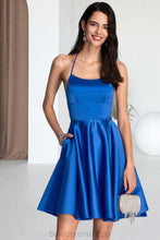 Load image into Gallery viewer, Sophie A-line Square Short/Mini Satin Homecoming Dress XXCP0020567