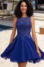 Load image into Gallery viewer, Ada A-line Scoop Short/Mini Chiffon Homecoming Dress With Beading XXCP0020574