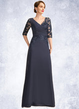 Load image into Gallery viewer, Nia A-line V-Neck Floor-Length Chiffon Lace Mother of the Bride Dress With Pleated Sequins XXC126P0021880