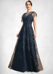 Abbey A-line Scoop Illusion Floor-Length Lace Tulle Mother of the Bride Dress With Sequins XXC126P0021896