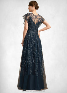 Abbey A-line Scoop Illusion Floor-Length Lace Tulle Mother of the Bride Dress With Sequins XXC126P0021896