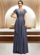 Load image into Gallery viewer, Karen A-line Scoop Illusion Floor-Length Chiffon Lace Mother of the Bride Dress With Cascading Ruffles Sequins XXC126P0021897