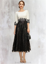 Load image into Gallery viewer, Alyssa A-line Scoop Tea-Length Chiffon Lace Mother of the Bride Dress With Sequins XXC126P0021903