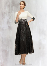 Load image into Gallery viewer, Alyssa A-line Scoop Tea-Length Chiffon Lace Mother of the Bride Dress With Sequins XXC126P0021903