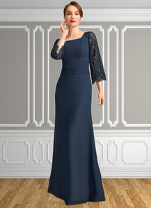 Hortensia Trumpet/Mermaid Square Floor-Length Chiffon Lace Mother of the Bride Dress With Pleated XXC126P0021915