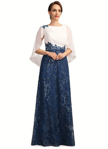 Bella A-line Scoop Floor-Length Chiffon Lace Sequin Mother of the Bride Dress With Pleated XXC126P0021919