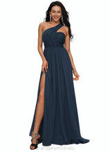 Load image into Gallery viewer, Giselle A-line Asymmetrical Sweep Train Chiffon Prom Dresses With Pleated XXCP0022212