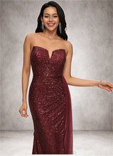 Load image into Gallery viewer, Mallory Trumpet/Mermaid V-Neck Sweep Train Sequin Prom Dresses XXCP0022227