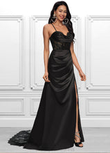 Load image into Gallery viewer, Brianna Trumpet/Mermaid Sweetheart Sweep Train Satin Prom Dresses XXCP0022229