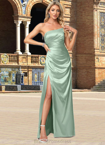 Sal A-line One Shoulder Asymmetrical Stretch Satin Bridesmaid Dress XXCP0022585