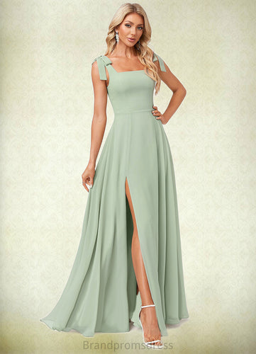Karlie A-line Square Floor-Length Chiffon Bridesmaid Dress With Bow XXCP0022588