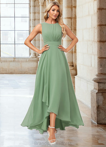 Liliana A-line Scoop Asymmetrical Chiffon Bridesmaid Dress XXCP0022589