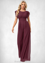 Load image into Gallery viewer, Dayami Jumpsuit/Pantsuit Scoop Floor-Length Chiffon Bridesmaid Dress With Ruffle XXCP0022610