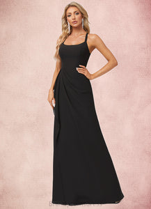 Nina A-line Square Floor-Length Chiffon Bridesmaid Dress With Ruffle XXCP0022616