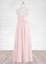 Load image into Gallery viewer, Nevaeh A-Line Pleated Chiffon Floor-Length Junior Bridesmaid Dress Blushing Pink XXCP0022849