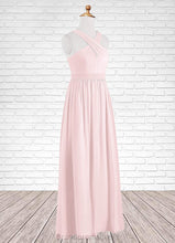 Load image into Gallery viewer, Nevaeh A-Line Pleated Chiffon Floor-Length Junior Bridesmaid Dress Blushing Pink XXCP0022849