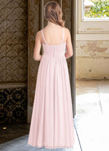 Load image into Gallery viewer, Jenna A-Line Floral Chiffon Floor-Length Junior Bridesmaid Dress Blushing Pink XXCP0022851