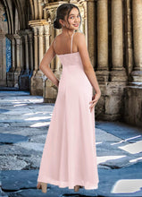 Load image into Gallery viewer, Gretchen A-Line Lace Chiffon Floor-Length Junior Bridesmaid Dress Blushing Pink XXCP0022853