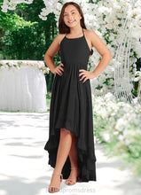 Load image into Gallery viewer, Mabel A-Line Lace Chiffon Asymmetrical Junior Bridesmaid Dress black XXCP0022855