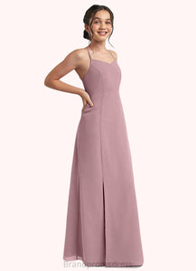 Priscilla A-Line Chiffon Floor-Length Junior Bridesmaid Dress dusty rose XXCP0022856