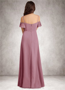 Sabrina A-Line Off the Shoulder Chiffon Floor-Length Junior Bridesmaid Dress Vintage Mauve XXCP0022859