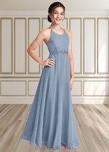 Load image into Gallery viewer, Ciara A-Line Lace Chiffon Floor-Length Junior Bridesmaid Dress dusty blue XXCP0022860