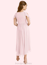 Load image into Gallery viewer, Elizabeth A-Line Ruched Chiffon Asymmetrical Junior Bridesmaid Dress Blushing Pink XXCP0022862