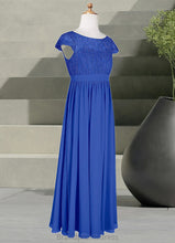 Load image into Gallery viewer, Ariana A-Line Pleated Chiffon Floor-Length Junior Bridesmaid Dress Royal Blue XXCP0022863