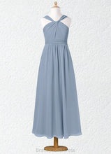 Load image into Gallery viewer, Anne A-Line Pleated Chiffon Ankle-Length Junior Bridesmaid Dress dusty blue XXCP0022866