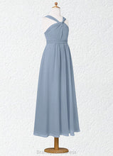 Load image into Gallery viewer, Anne A-Line Pleated Chiffon Ankle-Length Junior Bridesmaid Dress dusty blue XXCP0022866