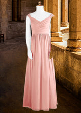 Load image into Gallery viewer, Marissa A-Line Pleated Chiffon Floor-Length Junior Bridesmaid Dress Rosette XXCP0022868
