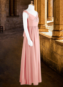 Marissa A-Line Pleated Chiffon Floor-Length Junior Bridesmaid Dress Rosette XXCP0022868