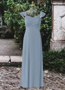Elena A-Line Sweetheart Neckline Chiffon Floor-Length Junior Bridesmaid Dress dusty blue XXCP0022869