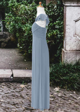 Load image into Gallery viewer, Elena A-Line Sweetheart Neckline Chiffon Floor-Length Junior Bridesmaid Dress dusty blue XXCP0022869
