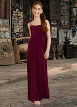 Load image into Gallery viewer, Mikayla A-Line Velvet Floor-Length Junior Bridesmaid Dress Cabernet XXCP0022870