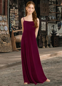 Mikayla A-Line Velvet Floor-Length Junior Bridesmaid Dress Cabernet XXCP0022870