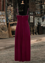 Load image into Gallery viewer, Mikayla A-Line Velvet Floor-Length Junior Bridesmaid Dress Cabernet XXCP0022870