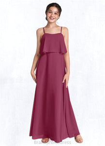 Setlla A-Line Ruched Chiffon Floor-Length Junior Bridesmaid Dress Mulberry XXCP0022874
