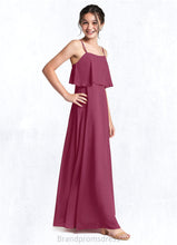 Load image into Gallery viewer, Setlla A-Line Ruched Chiffon Floor-Length Junior Bridesmaid Dress Mulberry XXCP0022874