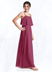 Setlla A-Line Ruched Chiffon Floor-Length Junior Bridesmaid Dress Mulberry XXCP0022874