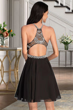 Load image into Gallery viewer, Jazmyn A-line Scoop Short/Mini Chiffon Homecoming Dress With Beading Sequins XXCP0020559