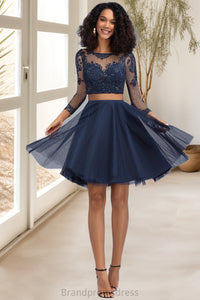 Denisse A-line Scoop Short/Mini Tulle Homecoming Dress XXCP0020573