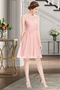 Robin A-line Scoop Knee-Length Chiffon Tulle Homecoming Dress With Beading Ruffle XXCP0020594