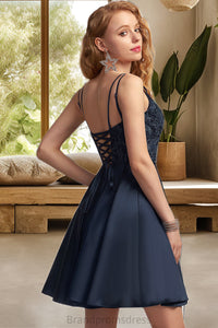 Teresa A-line Square Short/Mini Satin Homecoming Dress XXCP0020553