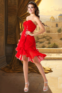 Emilia A-line Sweetheart Asymmetrical Chiffon Homecoming Dress With Beading Ruffle XXCP0020599