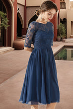 Load image into Gallery viewer, Amelie A-line Scoop Knee-Length Chiffon Lace Homecoming Dress With Ruffle XXCP0020531