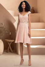 Load image into Gallery viewer, Jayleen A-line V-Neck Knee-Length Chiffon Lace Homecoming Dress With Beading XXCP0020565