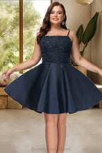 Load image into Gallery viewer, Teresa A-line Square Short/Mini Satin Homecoming Dress XXCP0020553